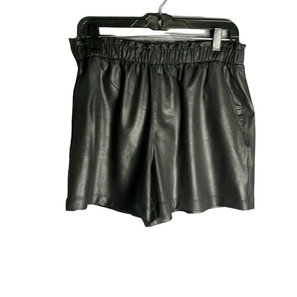 Athleta Black High Waisted Faux Leather Shorts Medium